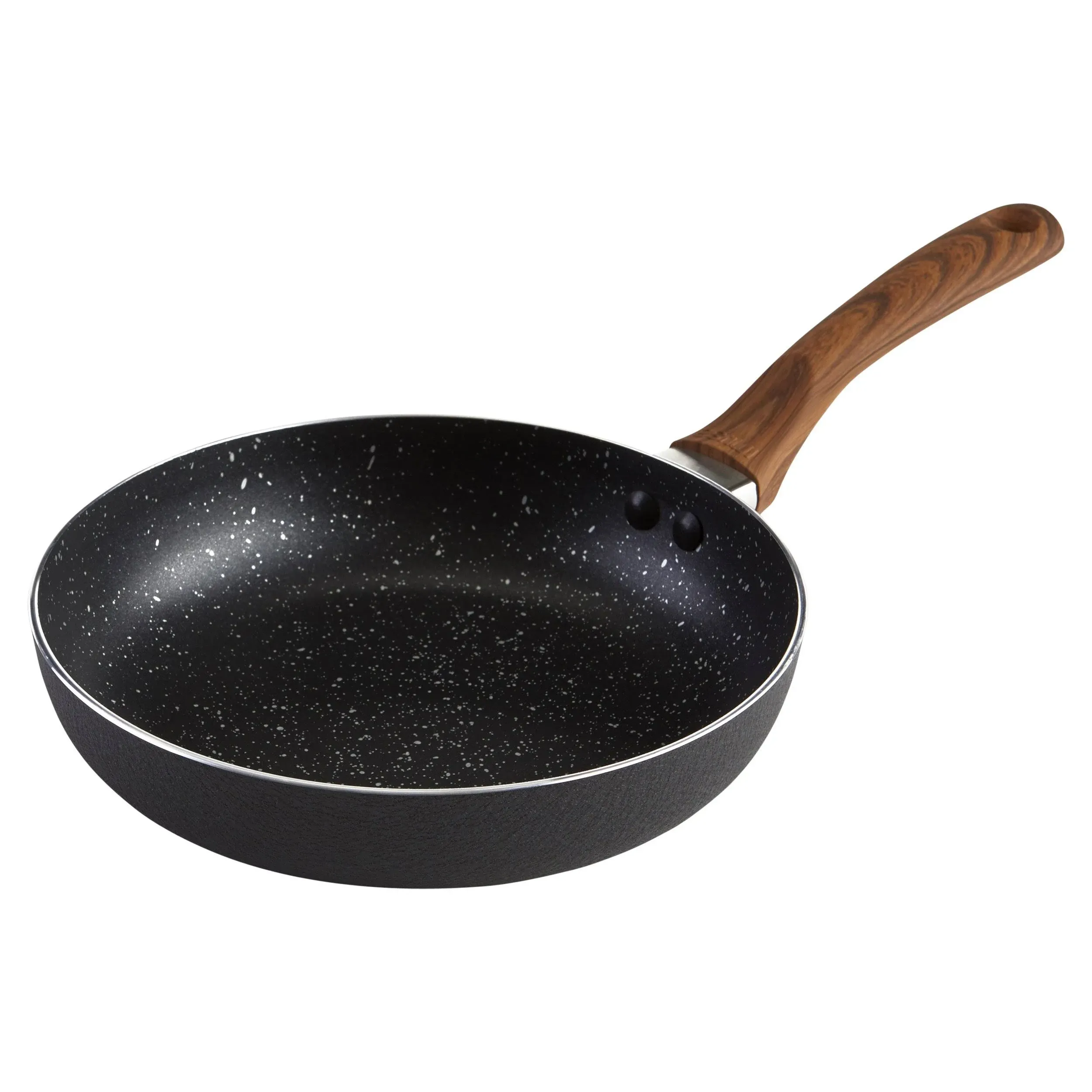 IMUSA 9.5 inch Black Stone Nonstick Fry Pan with Woodlook Handle