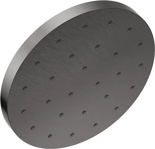 1-Spray Patterns 1.75 GPM 12 in. Wall Mount Fixed Shower Head with H2Okinetic in Lumicoat Black Stainless