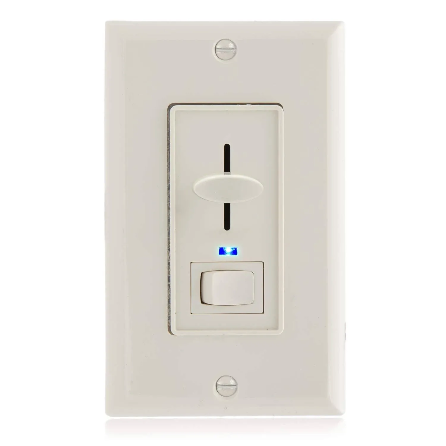 Maxxima 3-Way / Single Pole Dimmer Light Switch 600W, Indicator Light, LED Compatible, Wall Plate Included, Almond