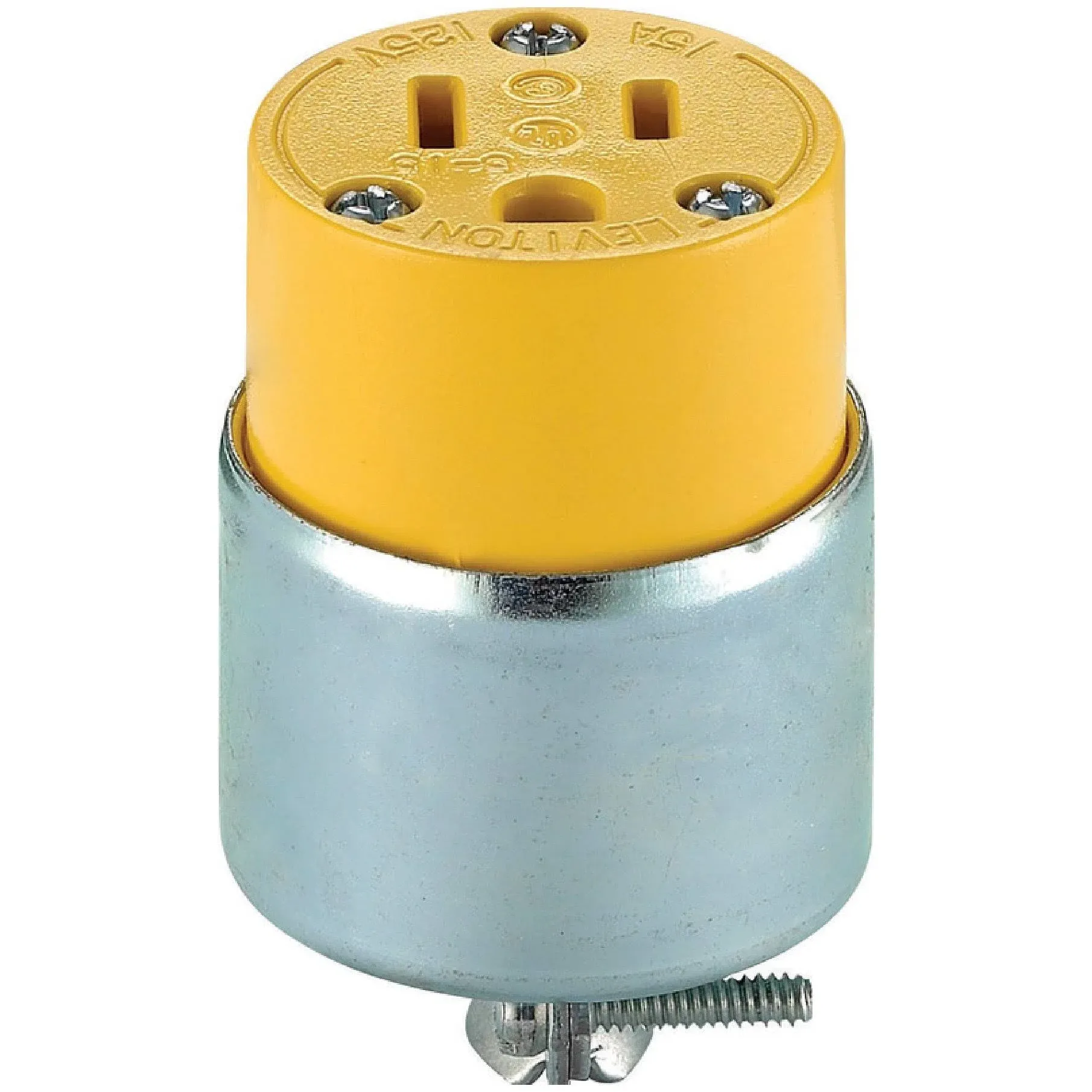 Leviton 515CA 15-Amp. 125-Volt, Armored Grounding Plug Yellow