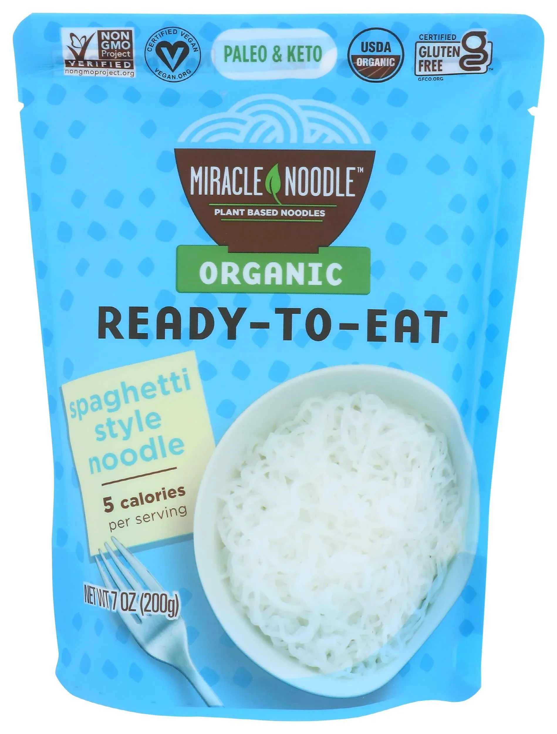 MIRACLE NOODLE Organic Ready To Eat Spaghetti Style Noodle, 7 OZ