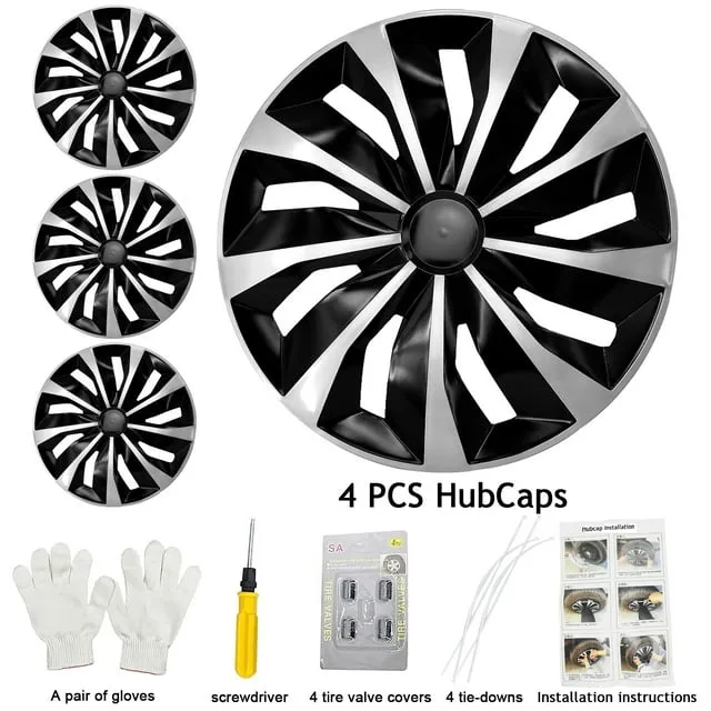 Hubcap Wheel Cover Replacement R16 Hub Caps Universal Wheel Rim Cover ABS Material Exterior Accessories for Car Truck SUV -Set of 4