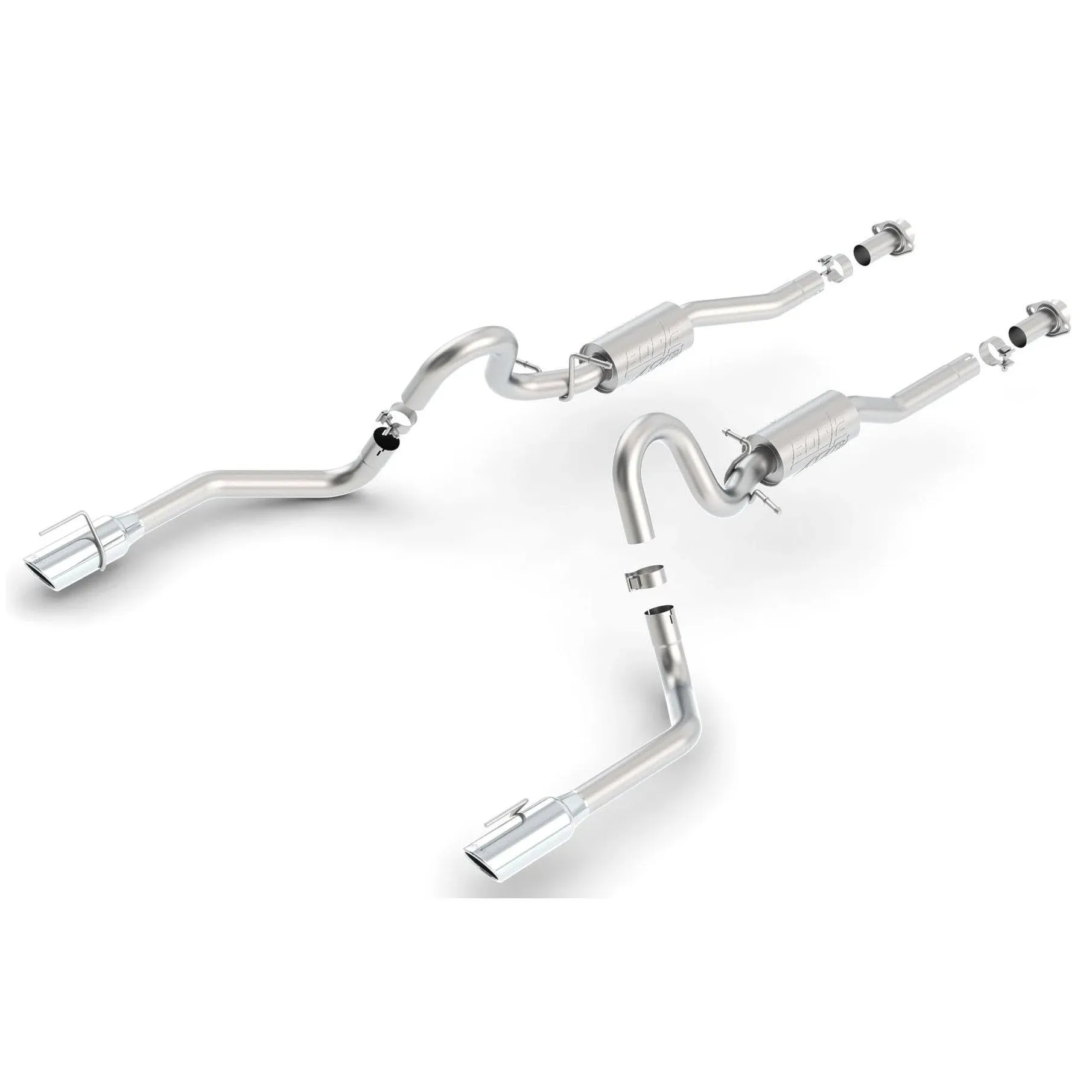 BORLA 140458 Cat-Back Performance Exhaust System for 1999-2004 Ford Mustang GT 4.6L V8 & Mach 1 4.6L V8 T-304 Stainless Steel ATAK Sound Dual Split Rear Exit Single 4" Round Chrome Tips On Each Side