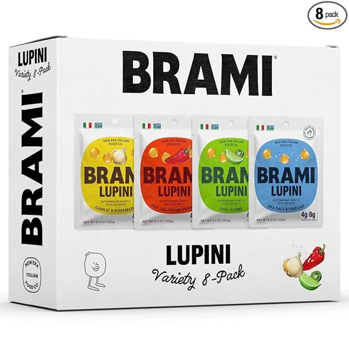 Brami Lupini Beans Snack, Variety Pack | 7g Plant Protein, 0g Ne