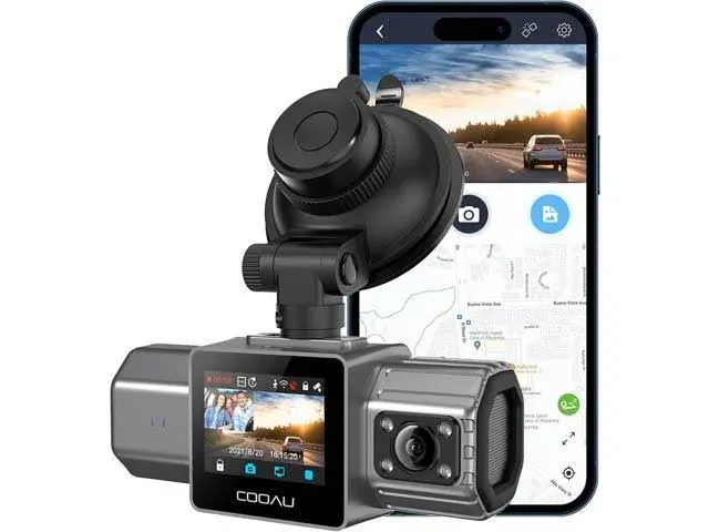 COOAU 2.5K Dual Dash Cam, Built-in GPS Wi-Fi, 1440P Dash Cam Front and Inside with Infrared Night Vision, Dash Camera for Cars with Parking Mode, Loop Recording (D20S)