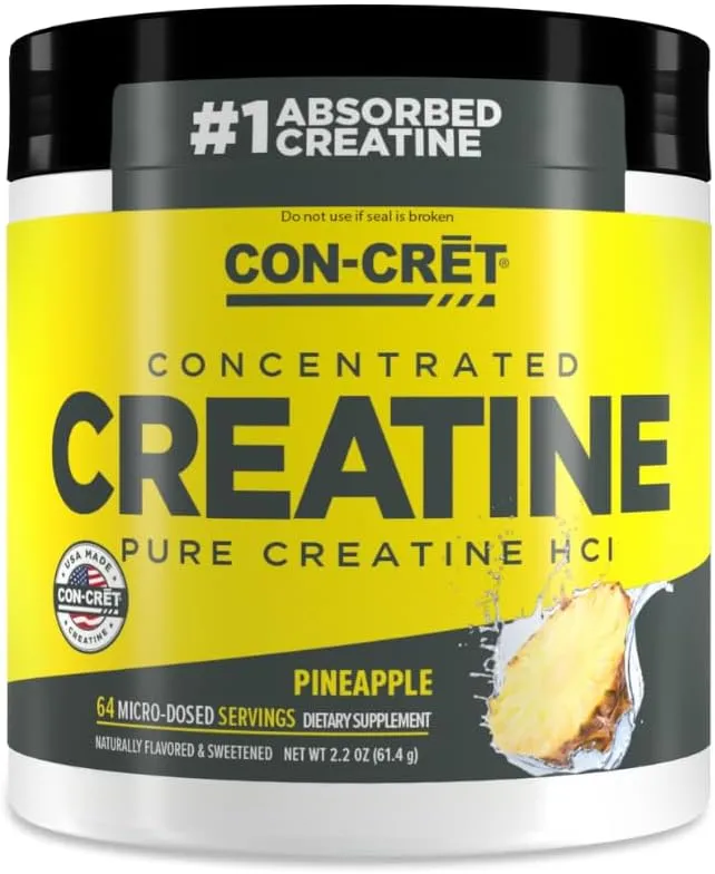 ProMera Sports CON-CRET Patented Creatine HCl Powder, Pineapple Stimulant-Free Workout Supplement for Energy, Strength, and Endurance, 64 Servings