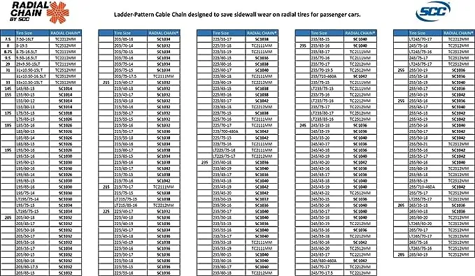 Security Chain Company SC1038 Radial Chain Cable Traction Tire Chain - Set of 2
