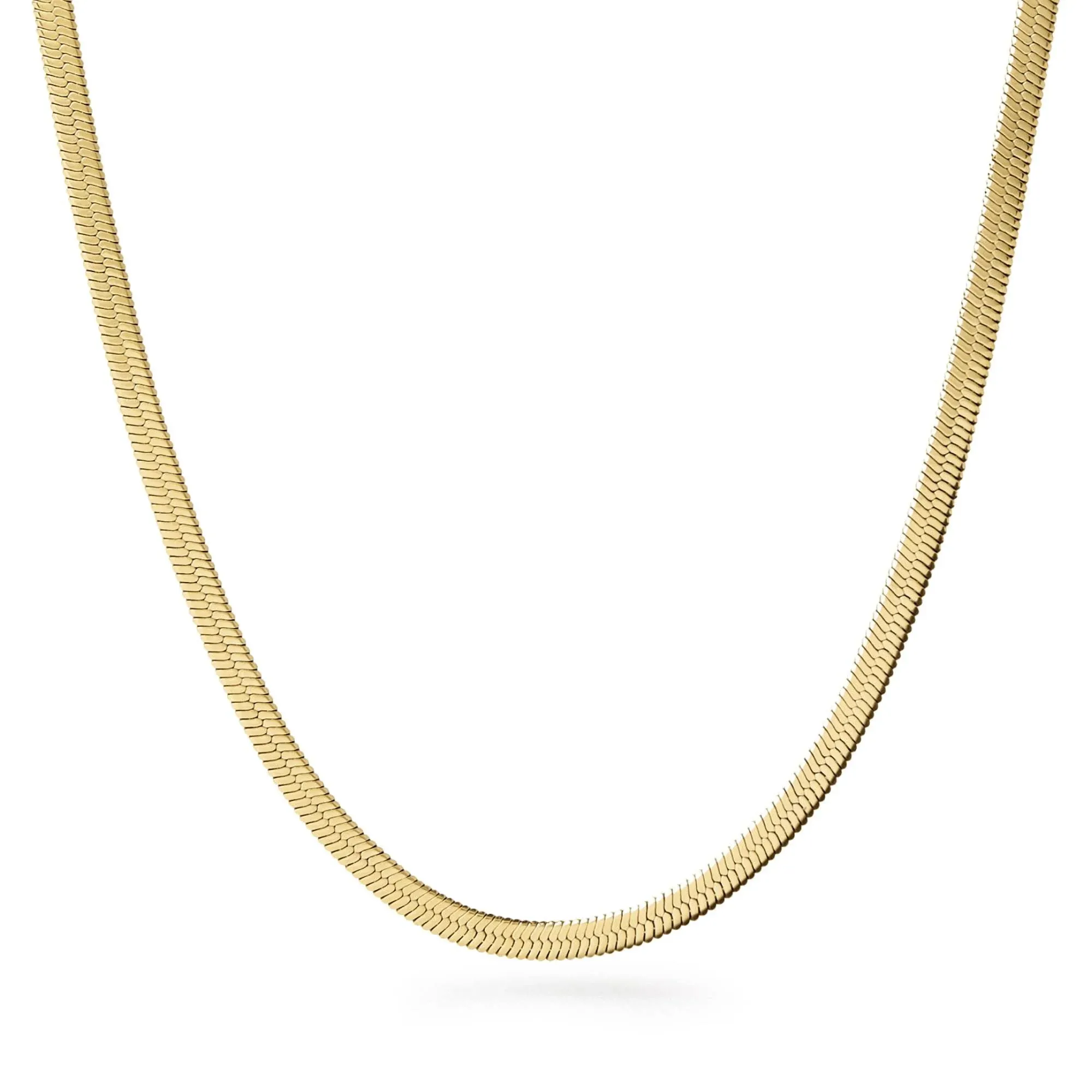 Ana Luisa Herringbone Chain Necklace - INA Silver - Silver, Silver