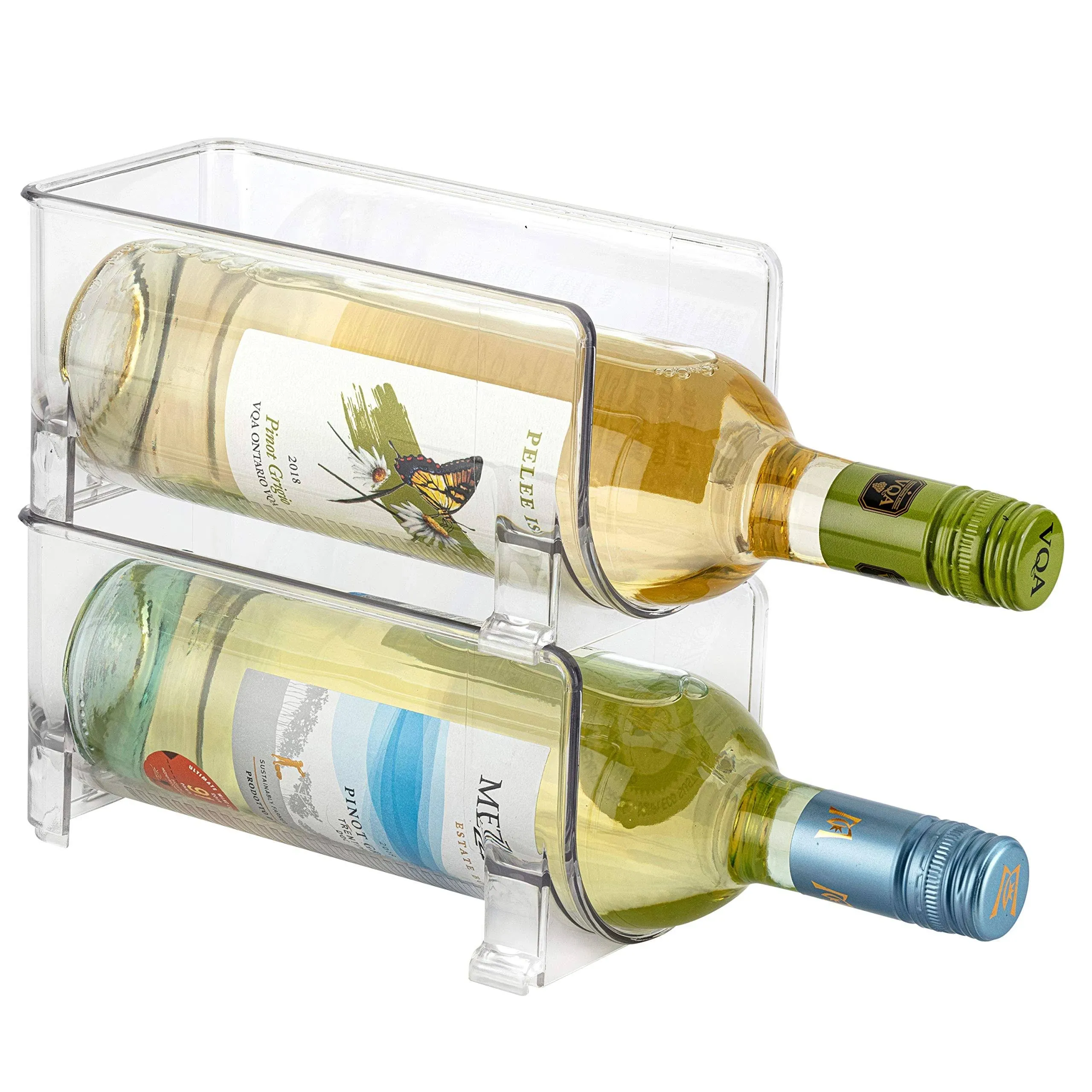 JINAMART Set of 2 Stackable Wine Storage Rack, Counter Top Wine Holder (Holds 2