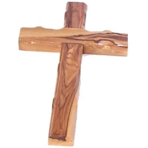 Holy Land Market Simple Olive Wood Cross - Stamped with Jerusalem on Back (16 cm or 6.25 inches)