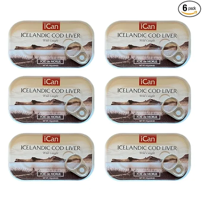 Wild Cod Liver Canned From Iceland 4.06 oz pack of 6