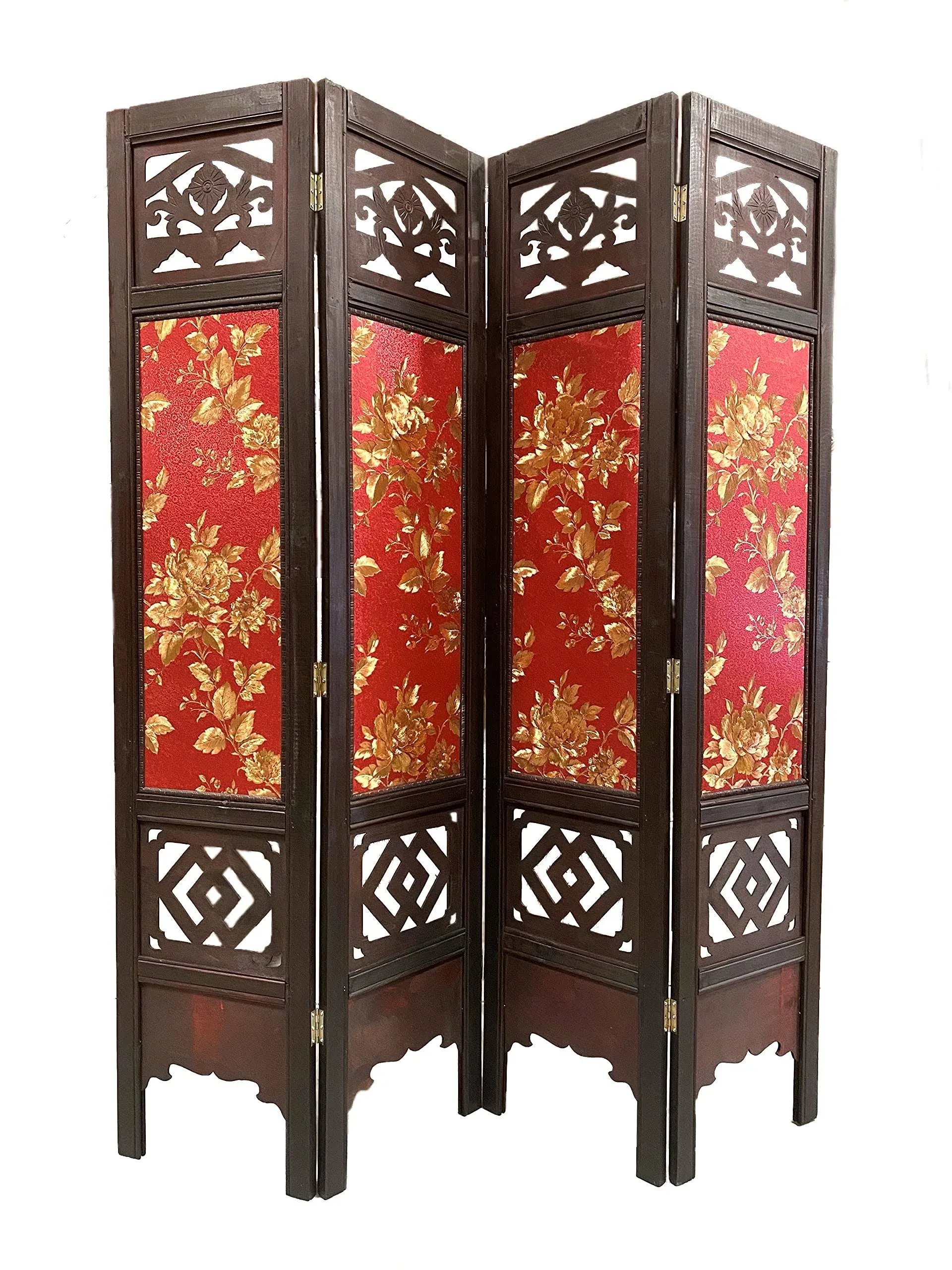 Vintage Oriental Style 4 Panels Screen Room Divider FUR9120