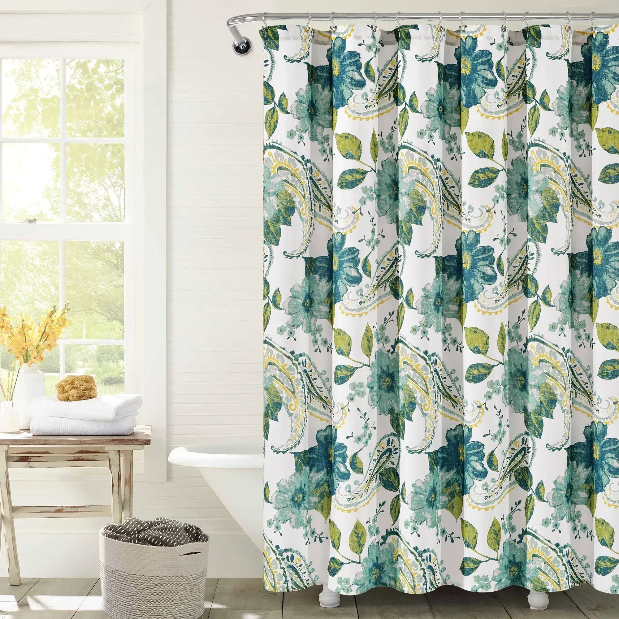 Floral Paisley Shower Curtain 72&#034; x 72&#034; Blue