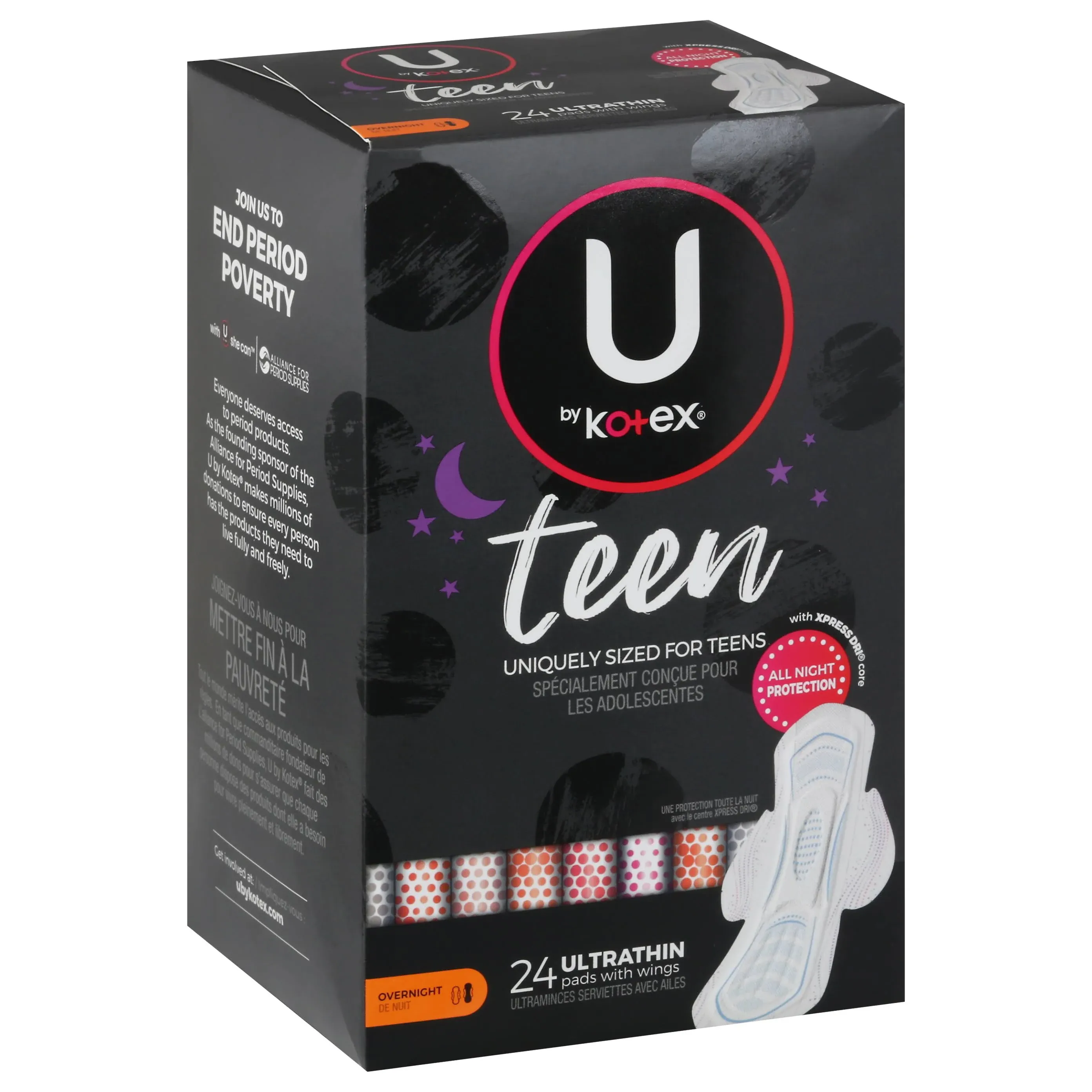 U by Kotex Balance Ultra Thin Overnight Pads with Wings