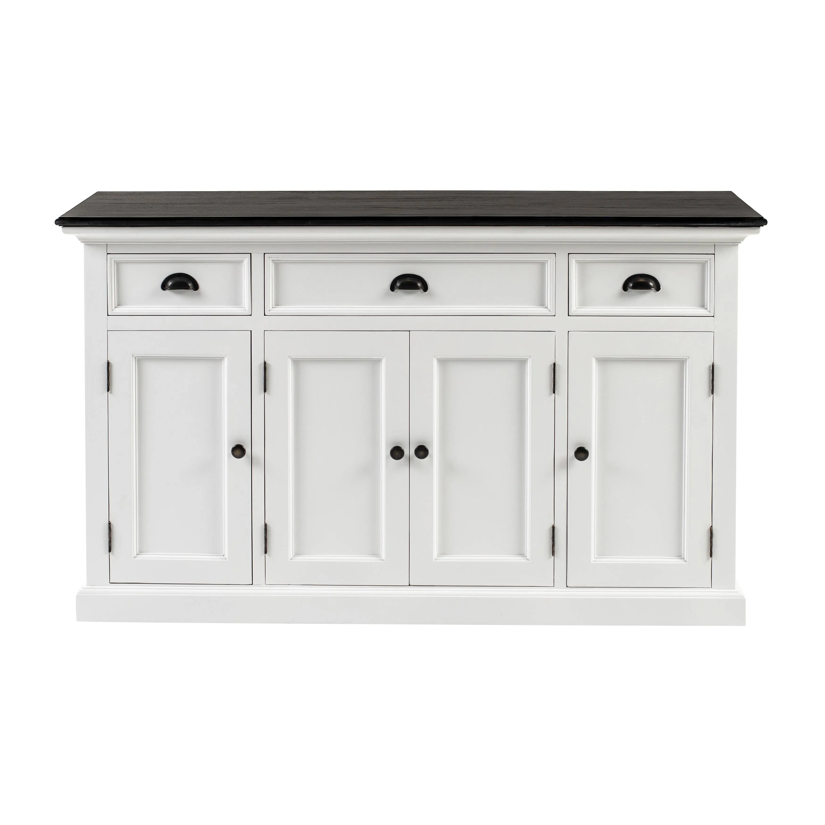 NovaSolo Halifax Mahogany Wood Buffet with 4 Doors 3 Drawers in White