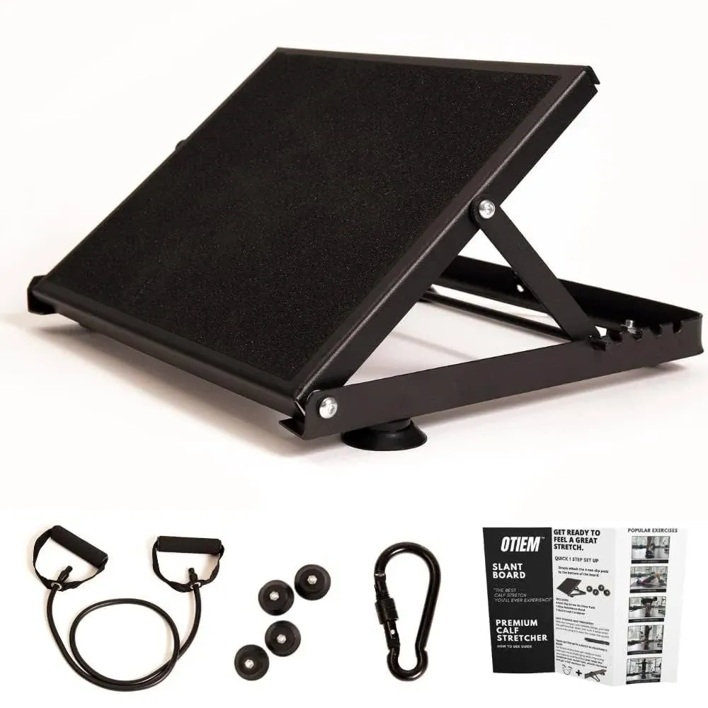 Pro Black Slant Board for Calf Stretching – Non-Slip Steel Calf Stretcher Slant Board for Squats – Lightweight, Portable Slant Board with 4 Adjustable Angles Supporting Up to 500 LB Capacity