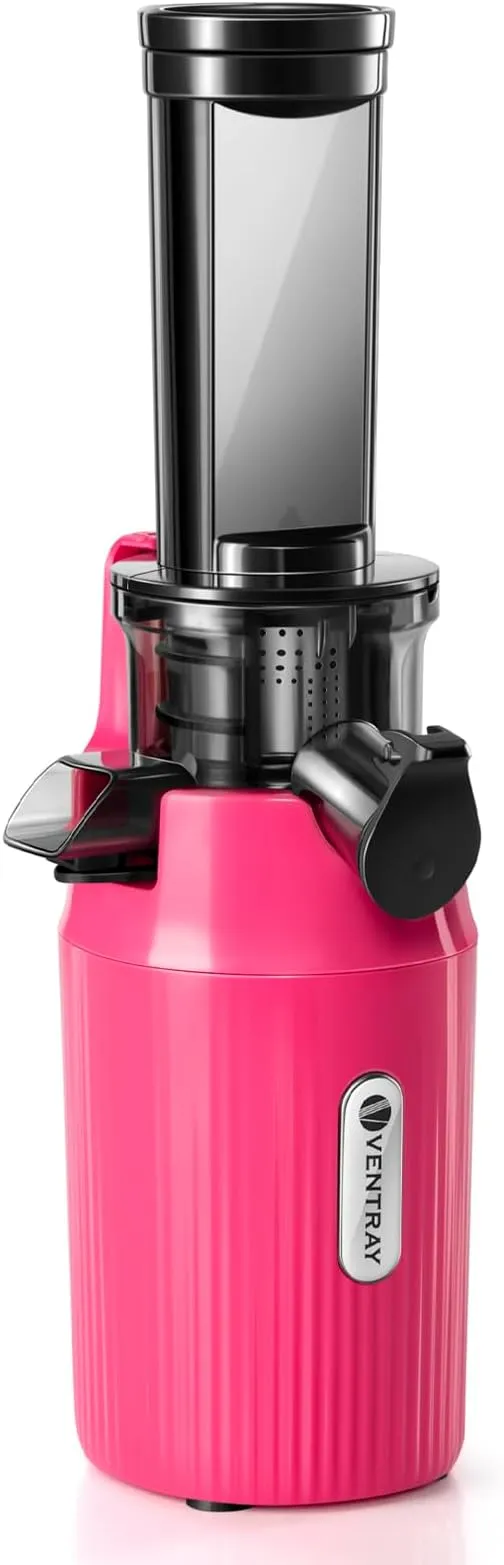 Ventray Essential Ginnie Exprimidor Compacto Pequeño Prensa en Frío Masticar Exprimidor Lento Baja Velocidad Fácil de Limpiar Cepillo Incluido - Rosa, Regalo de Vacaciones