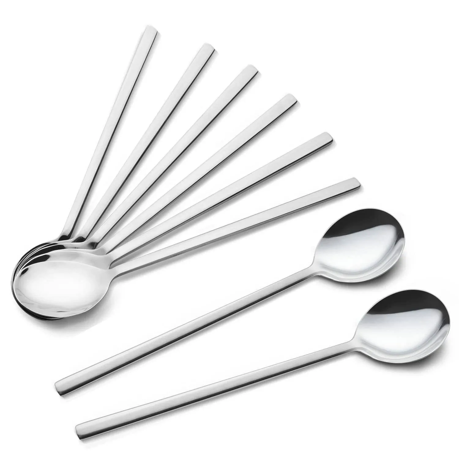 IQCWOOD 8 Pcs Stainless Steel Asian Soup Spoons