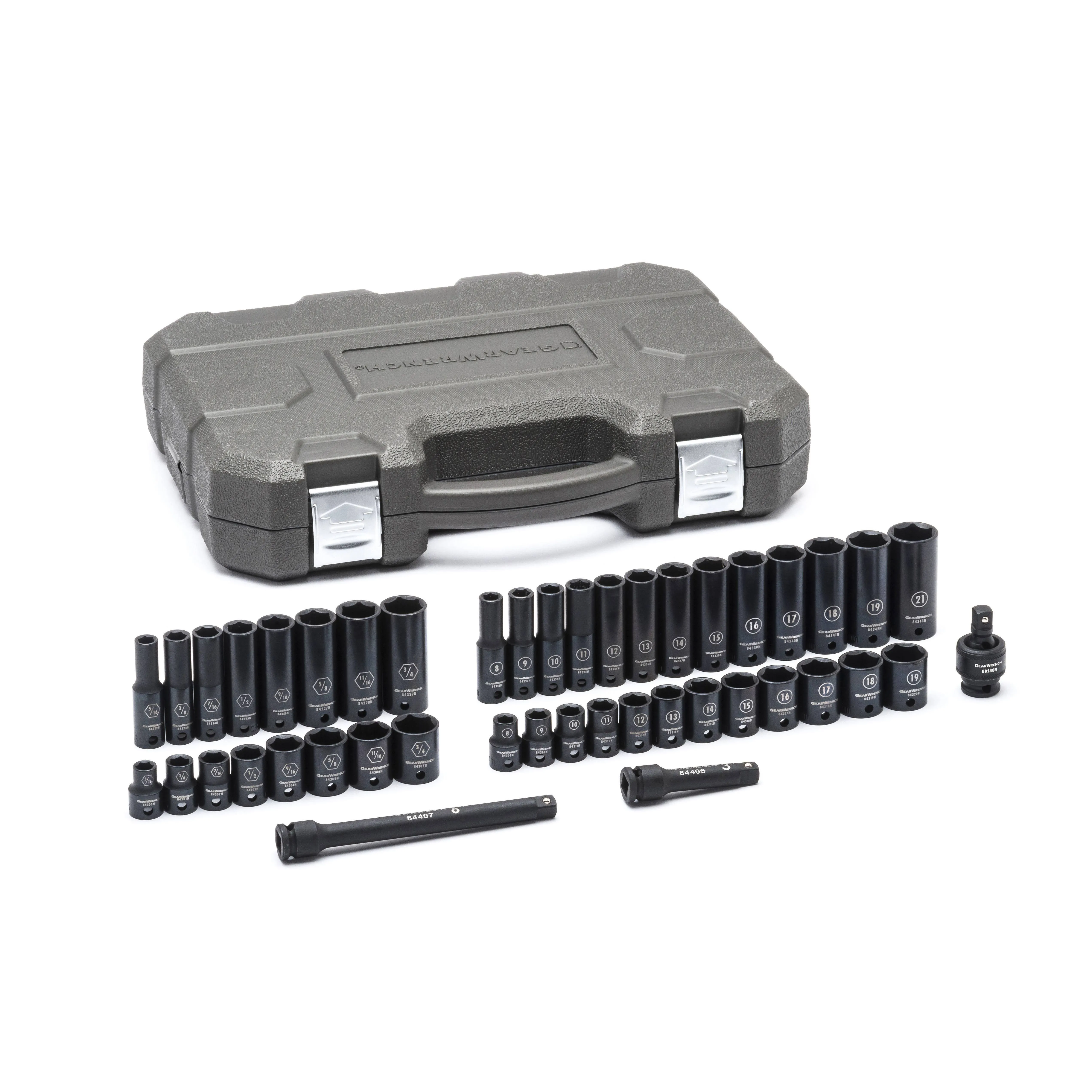 3/8 in. Drive 6-Point SAE/Metric Standard & Deep Impact Socket Set (44-Piece)