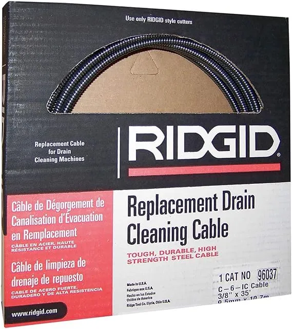 Ridgid 96037 C-6IC 3/8&#034; x 35&#039; Inner Core Drain Cleaning Cable with Male Coupling