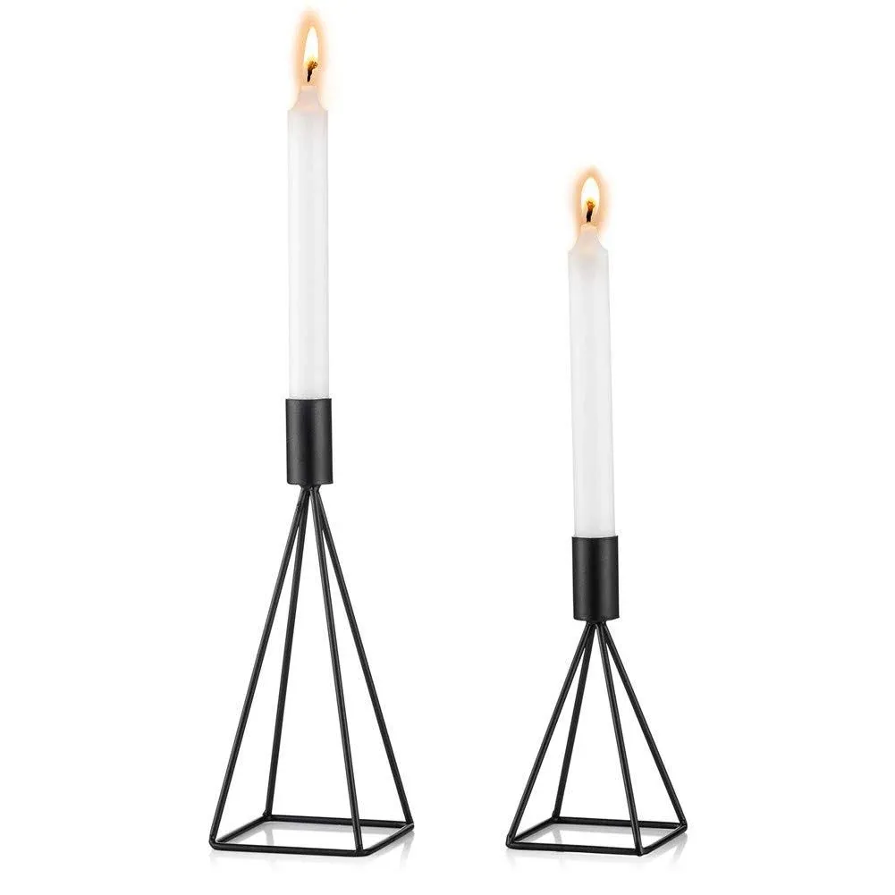 Metal Taper Candle Holders Candlestick Holders Set of 2 Black Candlestick Hol...