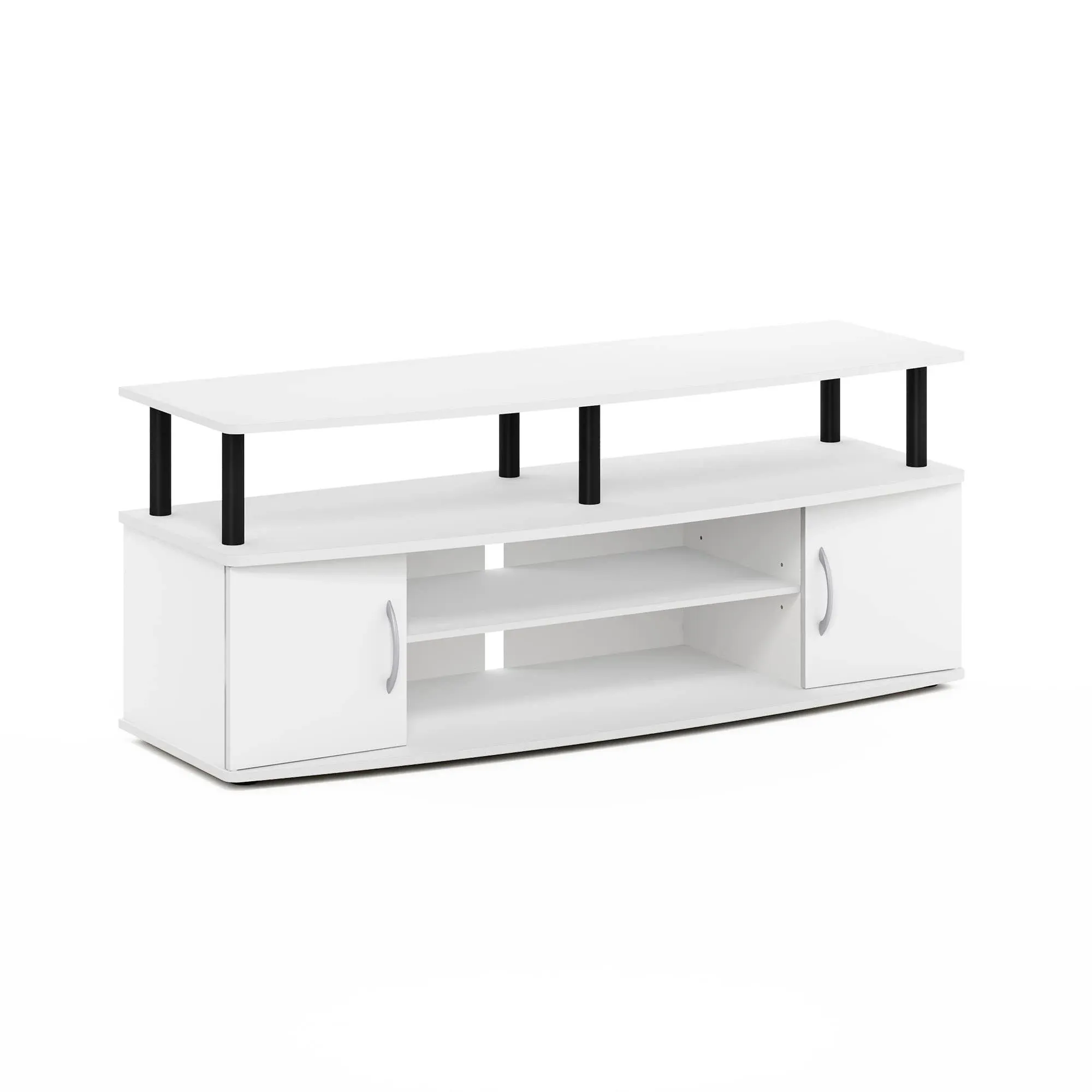 Furinno Jaya Large Entertainment Center Hold Up to 55 in. TV White & Black