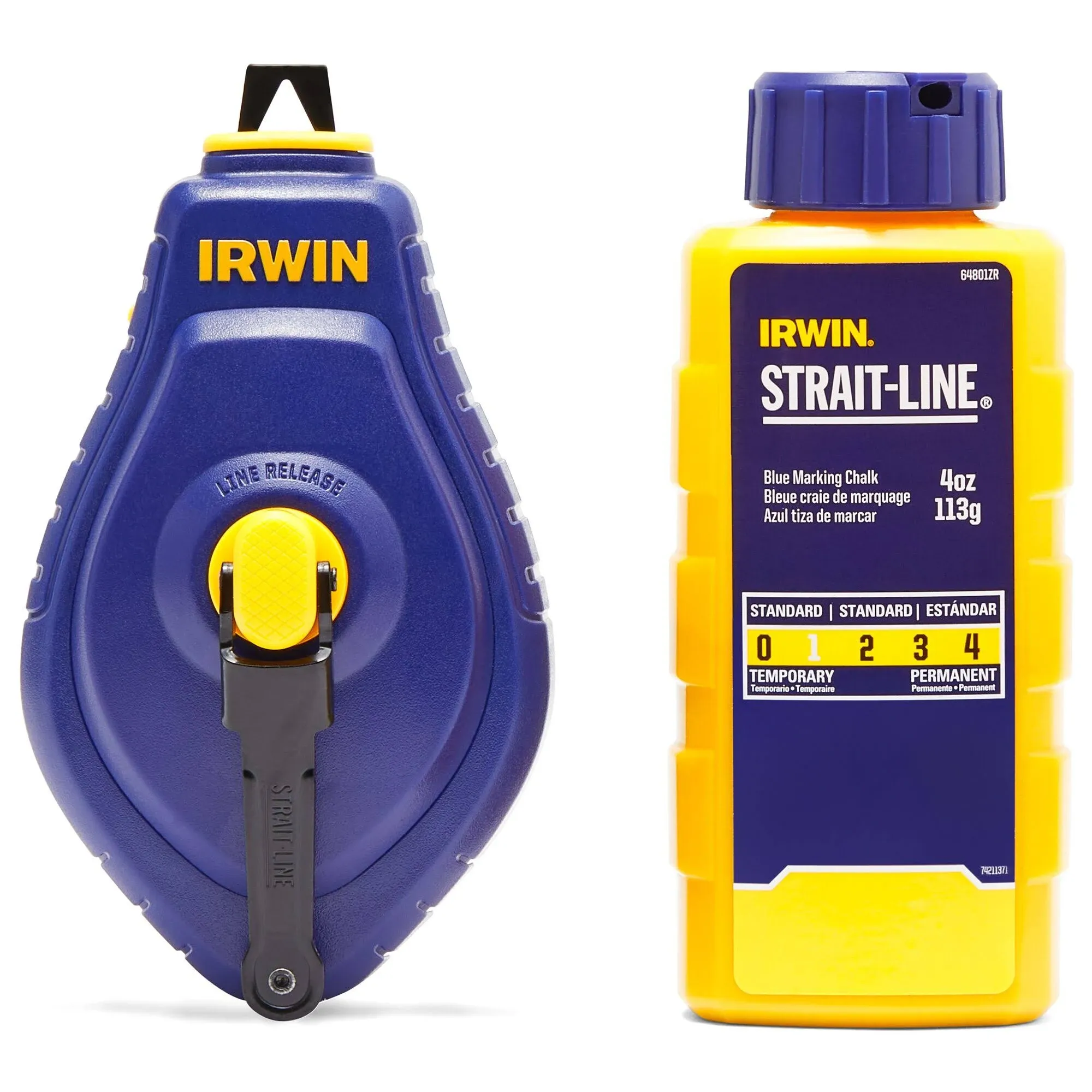 Irwin Strait-Line Speed-Line Blue Chalk Line Reel & Chalk, 100 ft.