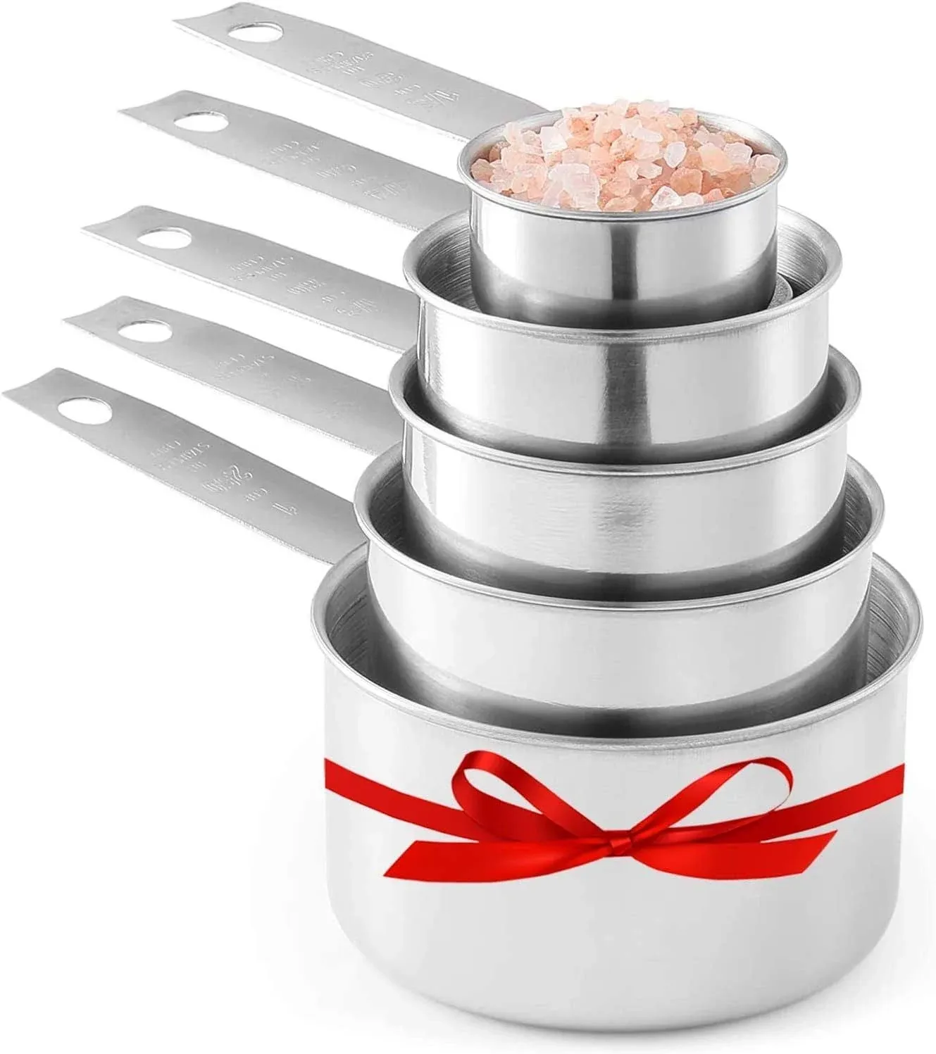 5 Piece Stackable Stainless Steel Measuring Cups Laxinis world Set NEW