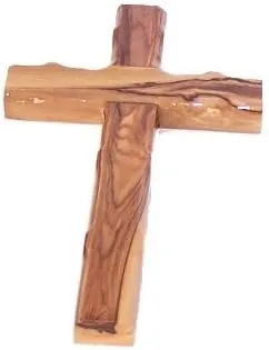 Simple Olive Wood Cross from The Holy Land - Stamped with Jerusalem on Back (16 cm or 6.25 inches)