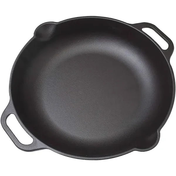 Victoria Seasoned Cast-Iron Everyday Skillet with Loop Handles, Black, 13"