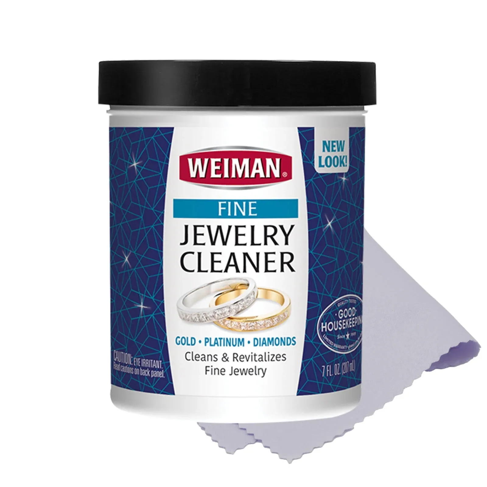 Weiman Jewelry Cleaner Liquid with Polishing Cloth Included – Restores Shine and Brilliance to Gold, Diamond, Platinum Jewelry and Precious Stones –