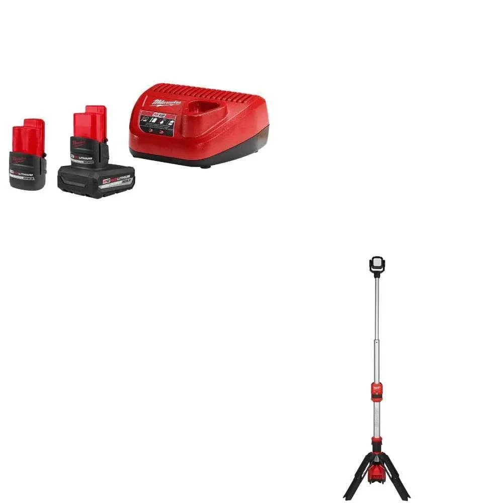 Milwaukee M12 12-Volt Lithium-Ion High Output 5.0 Ah and 2.5 Ah Battery Packs and Charger Starter Kit