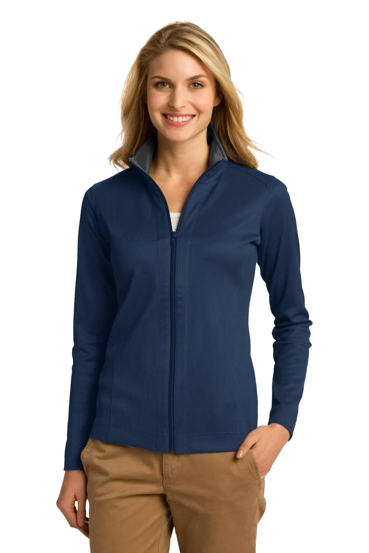 Port Authority L805 - Ladies Vertical Texture Full-Zip Jacket S Regatta Blue/ Iron Grey