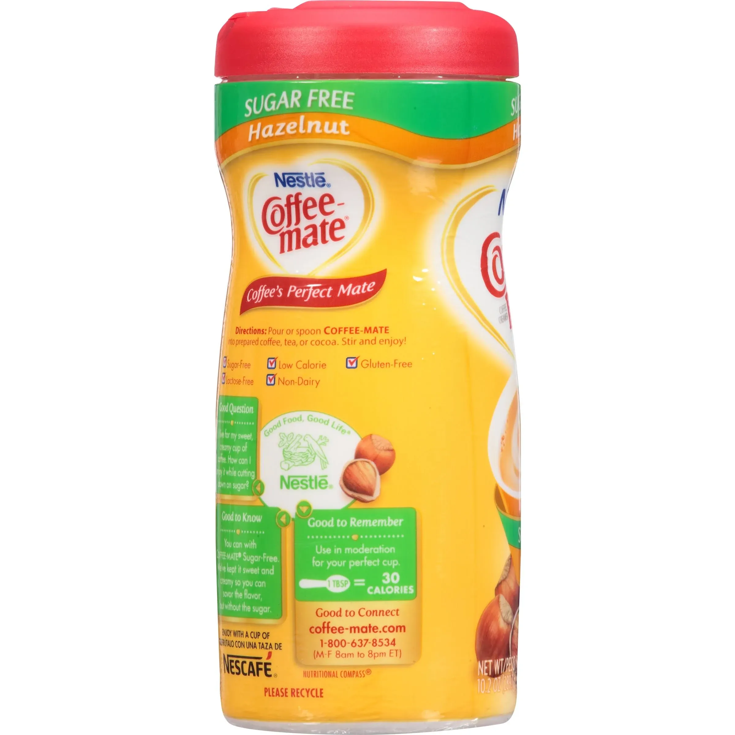 Nestle Coffeemate Sugar Free Hazelnut Powder Coffee Creamer - 10.2 oz Canister