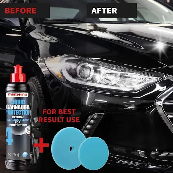 menzerna “Liquid Carnauba Protection” Car Carnauba Wax I Carnauba Wax for Deep Shine, wet look longlasting protection I Natural Paint Sealant for all Clear Car Coats I Protective Top Coat I 8 fl oz.