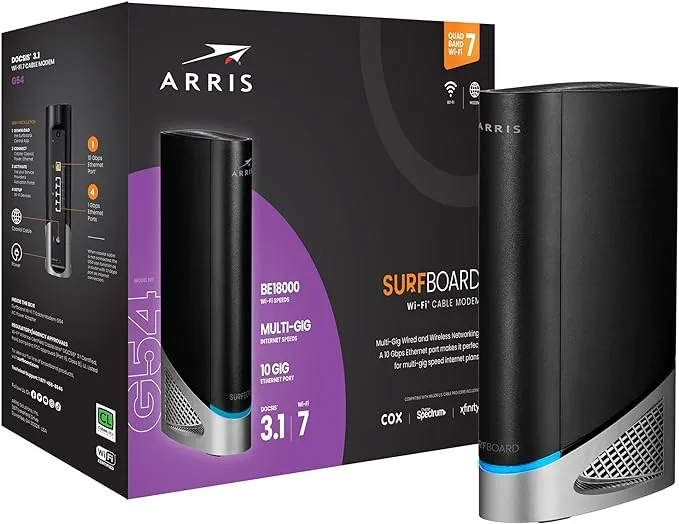 ARRIS - Surfboard Wi-Fi 7 Router with DOCSIS 3.1 Cable Modem - Black