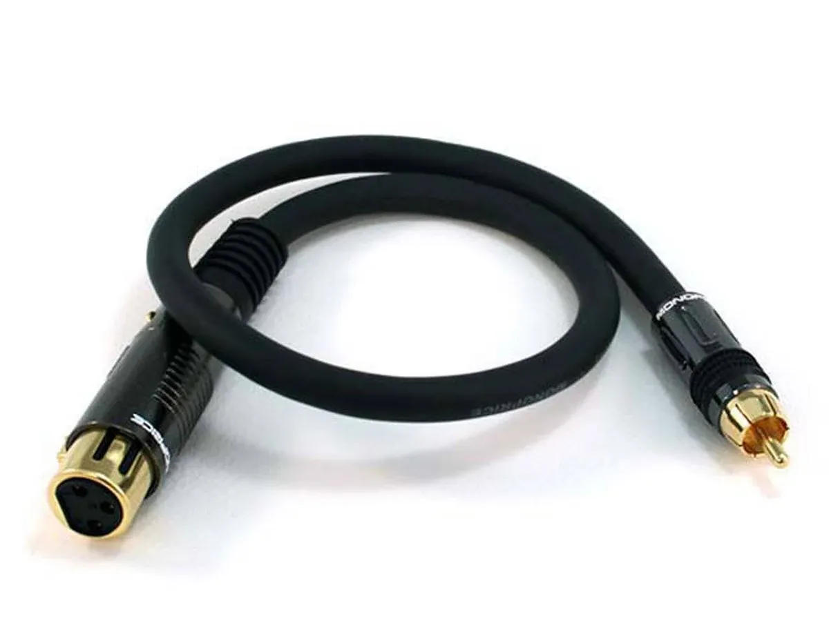 Monoprice XLR Female to RCA Male Cable - 1.5 Feet - Black, 16AWG, Gold Plated - Premier Series