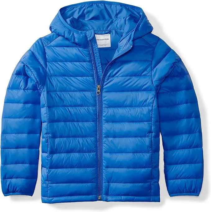 Amazon Essentials Boys and Toddlers' Lightweight Water-Resistant Packable Hooded Puffer Coat