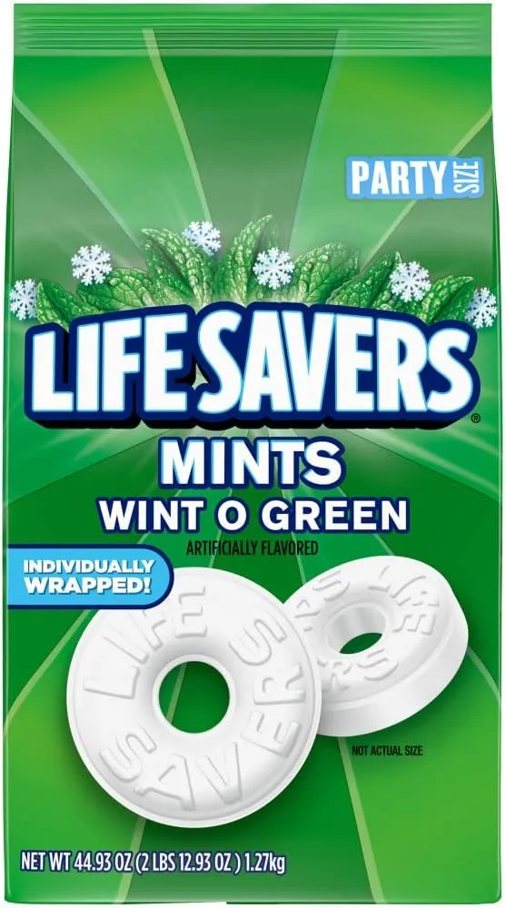 LIFE SAVERS Wint-O-Green Breath Mint Bulk Hard Candy, Party Size, 44.93 oz Bag