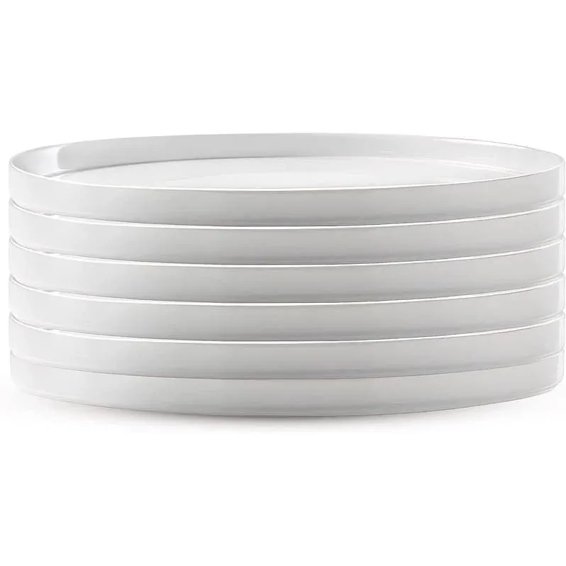 Bormioli Rocco Grangusto Italiana Set Of 6 Flat Plates, Tempered Opal Glass, Clean White, 10.75 Inch. Dinner Plates, Microwave & Dishwasher Safe, Made In Spain. 10.75 Inch