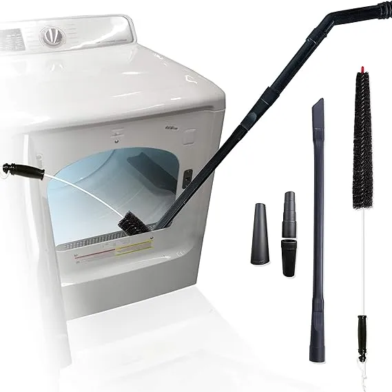 Mountain Trades Dryer Cleaning Kit - Generic Vacuum Hose Attachment Flexible and 28 inch Flexible Dryer Vent Cleaning Brush and Refrigerator