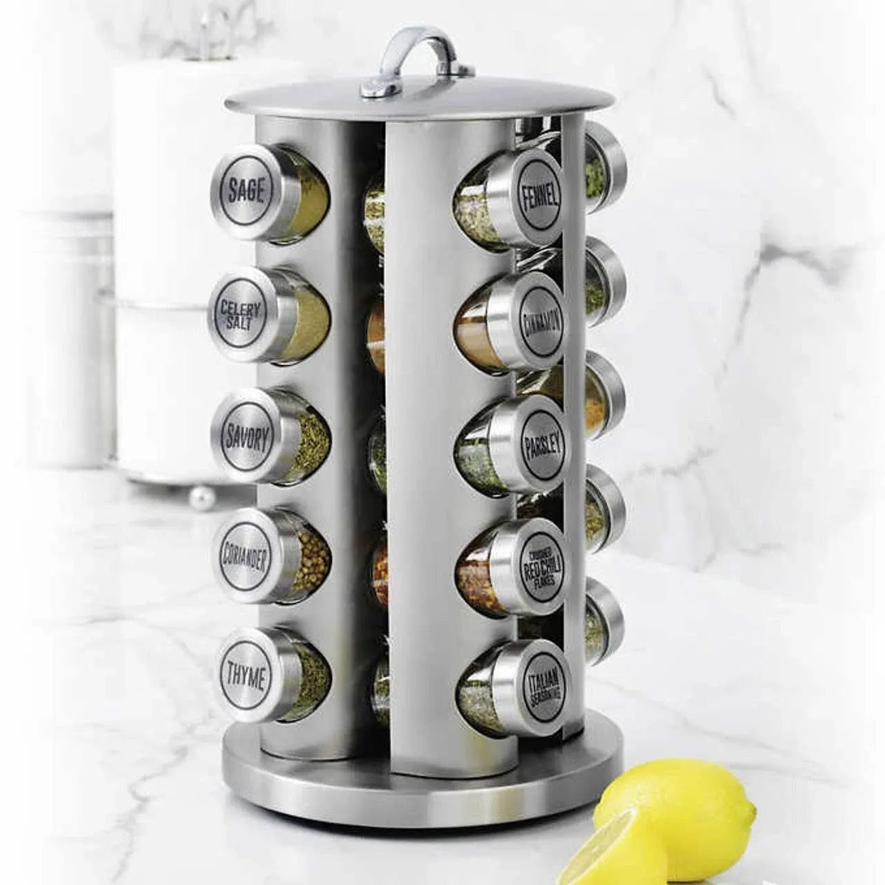 Kamenstein Revolving Spice Rack 20 Jar Spices Stainless Steel Rack 