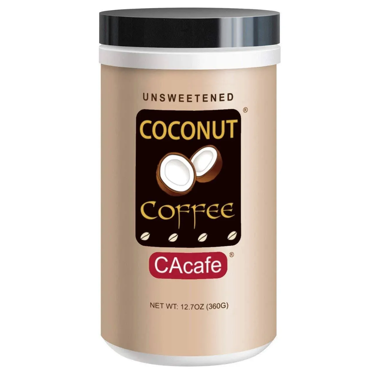 CAcafe Coconut Coffee Unsweetened, Coconut Infused Colombian Coffee, No Added Sugar, Creamy Drink Mix, Make Iced or Hot, Packed with Antioxidants, Natural Energy and Stress Relief (12.07oz)