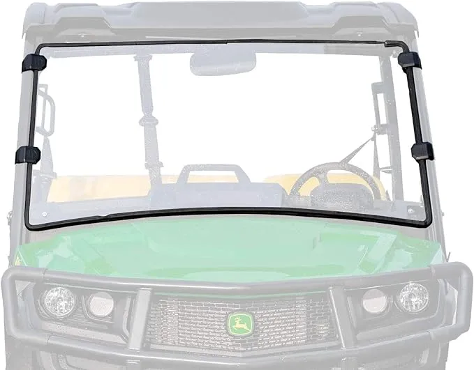 SuperATV Heavy Duty Scratch Resistant Full Windshield for 2018+ John Deere Gator XUV 835E / 835M / 865E / 865M | Includes Pre-installed Bulb Seal