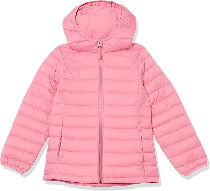 Toddlers' Amazon Essentials Girls Lightweight Water-Resistant Packable Hooded Puffer Jacket