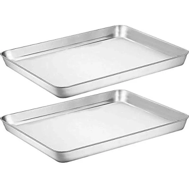 Baking Sheets Set of 2, Cookie Sheets 2 Pieces &amp; Stainless Steel Baking Pans ...