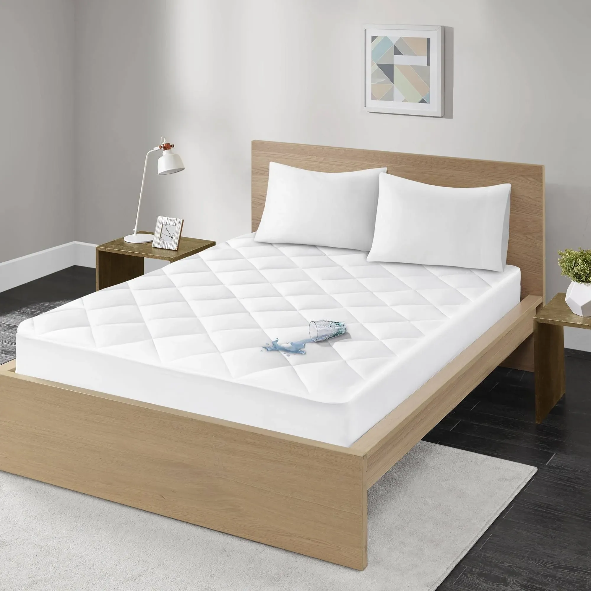 Madison Park Quiet Nights Full Waterproof Cotton Mattress Pad White