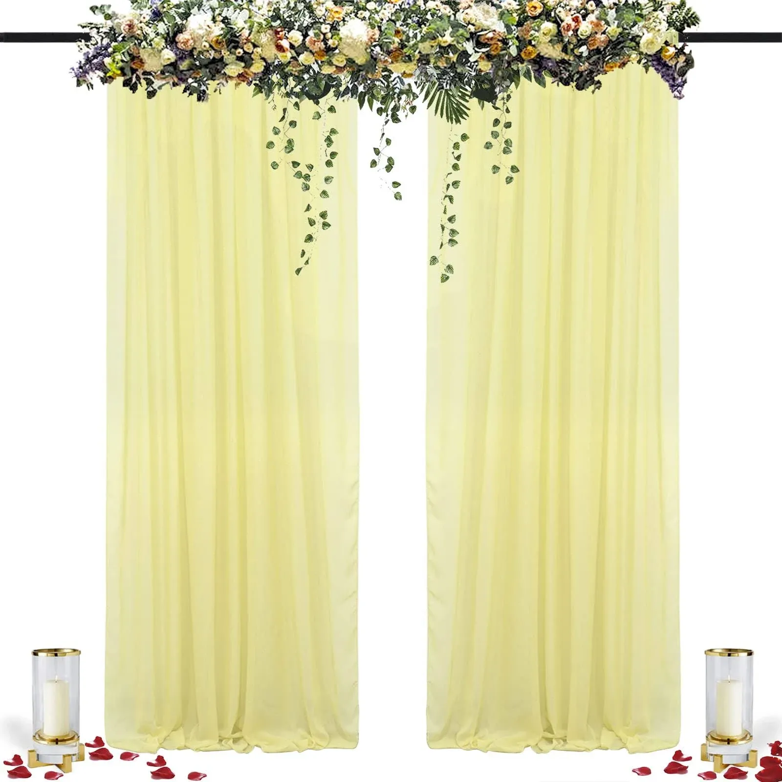 Chiffon Backdrop Curtain 96 Inch Length 2 Panel 29 Inch Width Wedding Backdro...