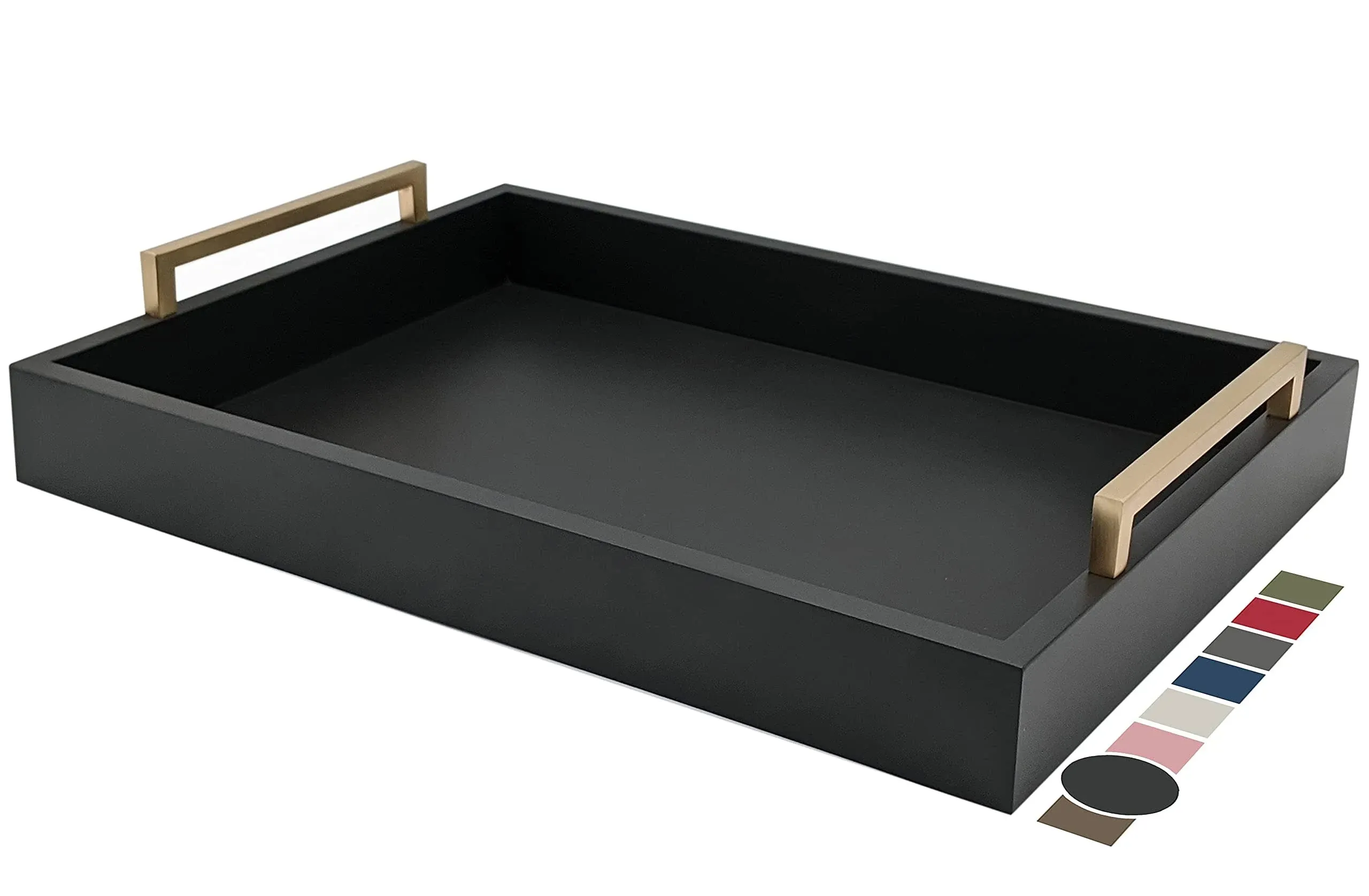  Decorative Coffee Table Tray - Ottoman Tray - Breakfast, Drinks, Pitch Black