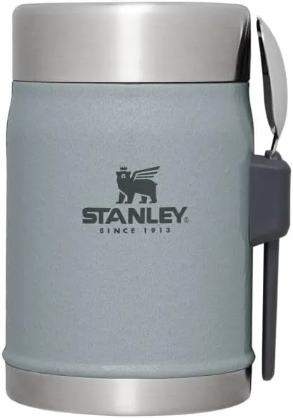 Stanley Classic Legendary Food Jar & Spork - 14 oz Hammertone Silver